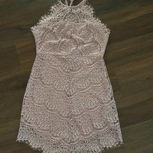 Wishlist Apparel Pale Pink Lace Party Hi-Low Dress Size L